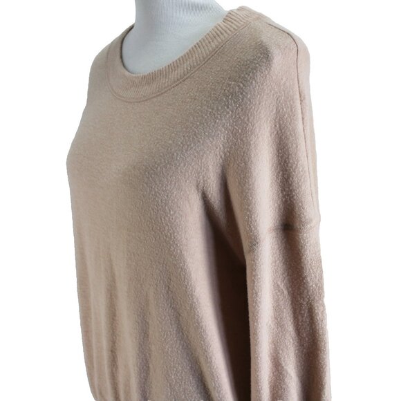 Free People Beach Pullover Top Womens Sz M Tan Long Bishop Sleeve Drop Shoulder - Picture 4 of 7